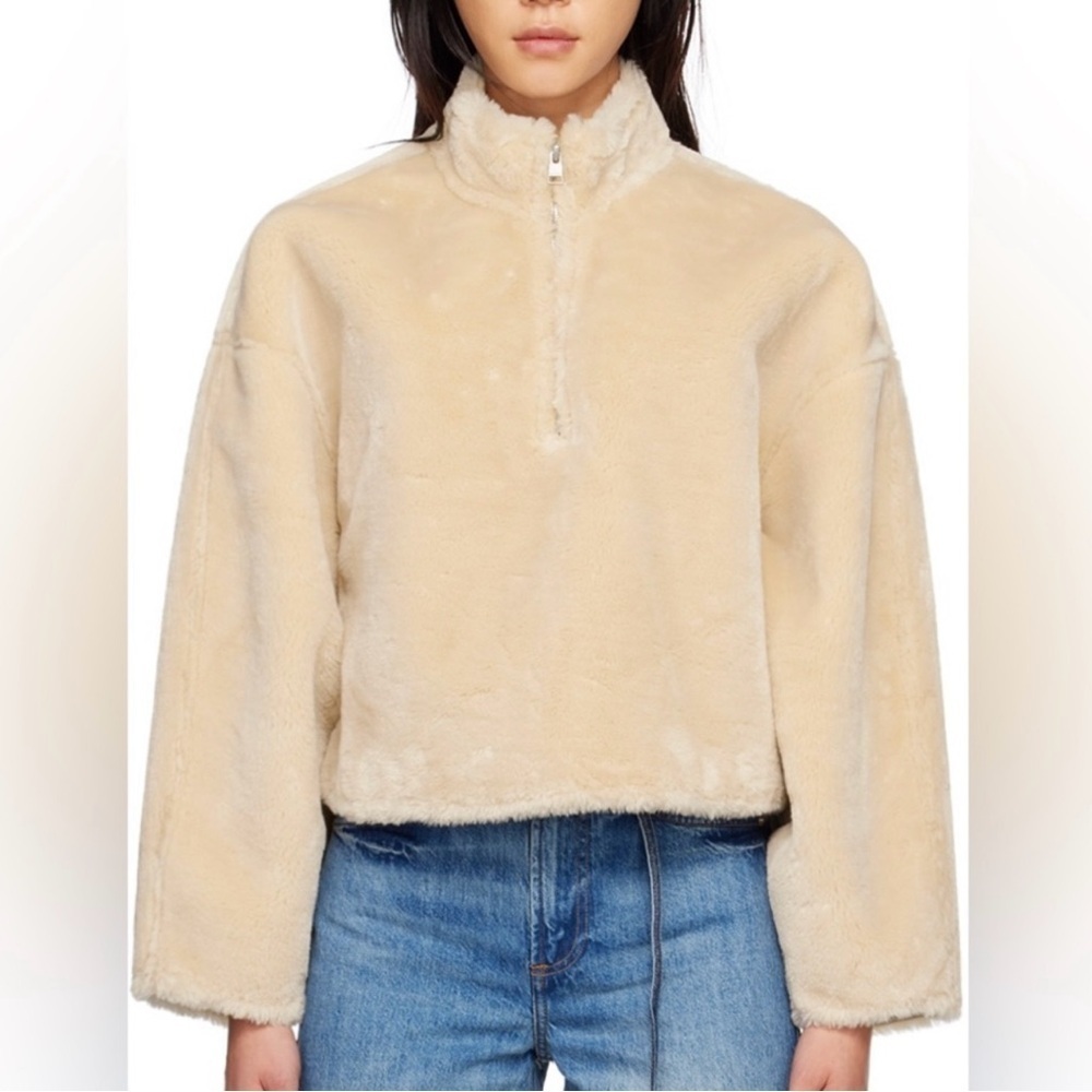 Jason Wu Women’s Faux Fur Shearling Cream 1/4 Zip Jacket Coat Pullover NWTs